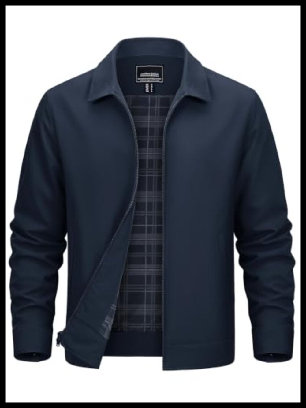 TACVASEN Men's Lightweight Water-Resistant Windbreaker Jacket Plaid Lining